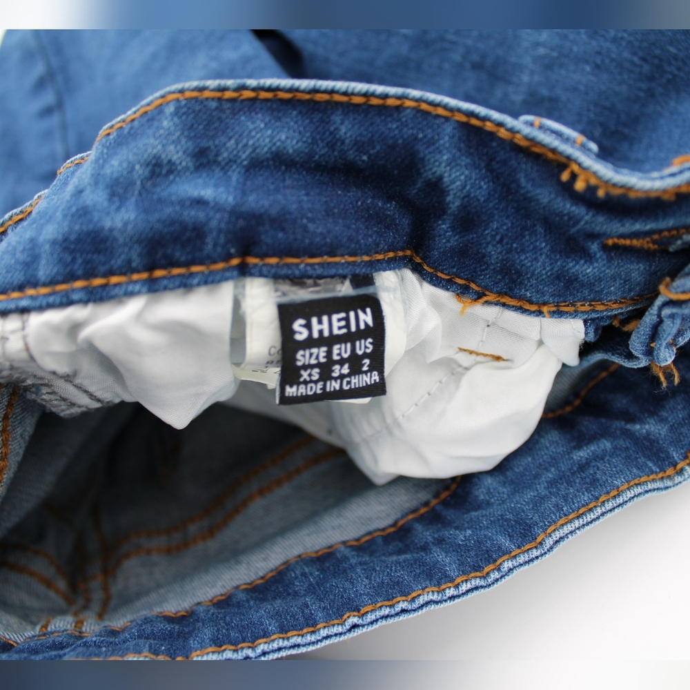 Juniors Skinny Cut Out Jeans Med Blue (XS/2) - Picture 5 of 5